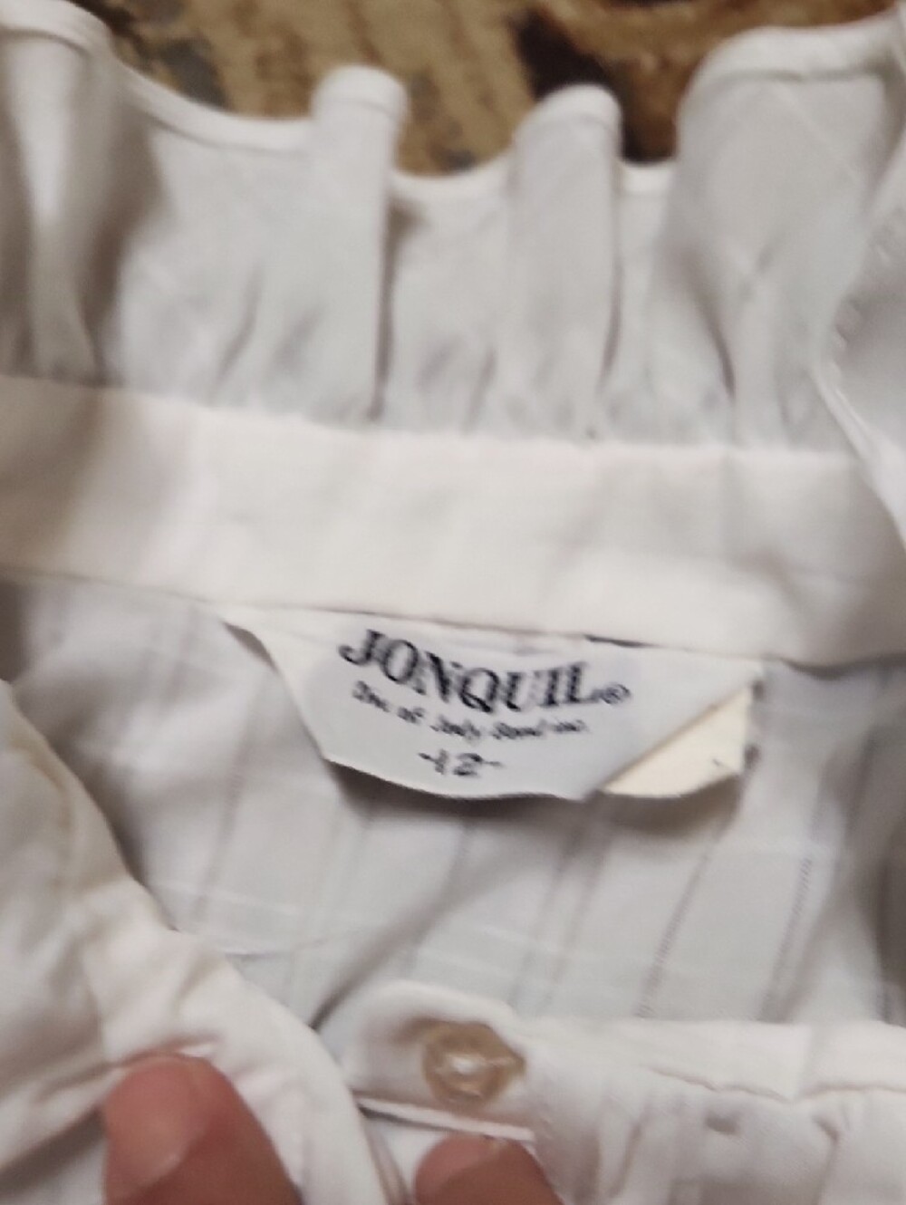 Vintage Ruffled High-Neck White Button-Down Blouse - Picture 3 of 12